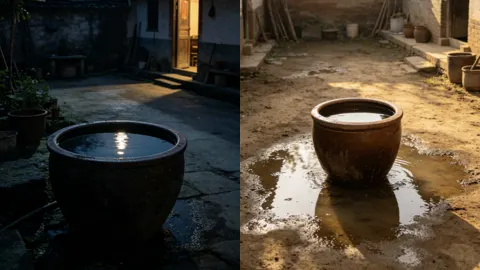 农家水缸凌晨自动蓄满清水